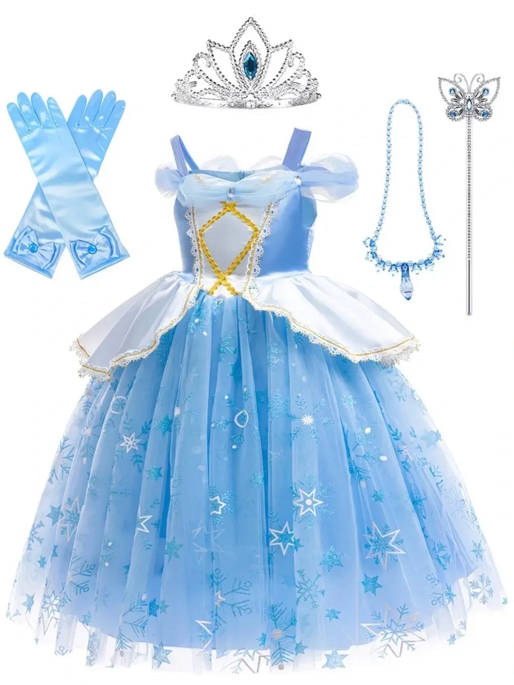 Blue Princess Costume Dress with Accessories